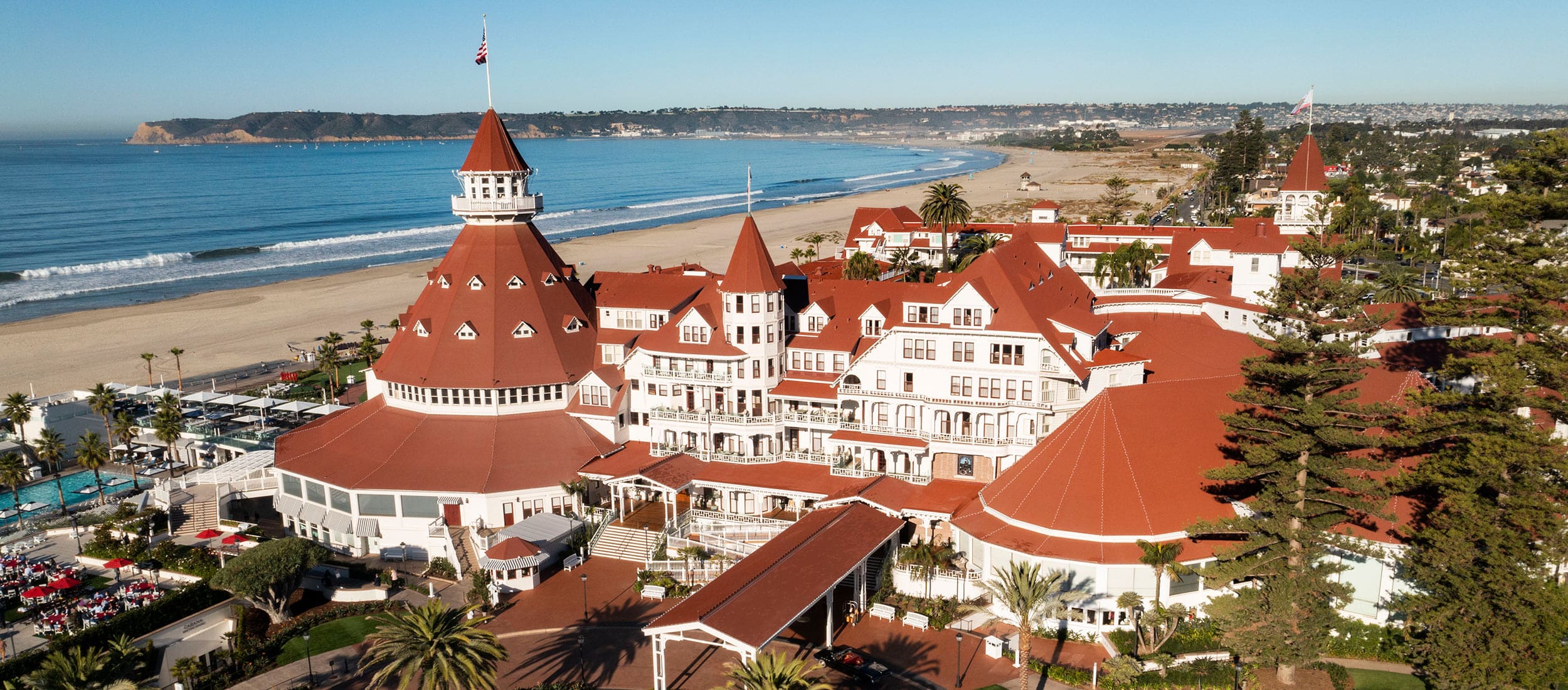 Hotel del Coronado exterior aerial