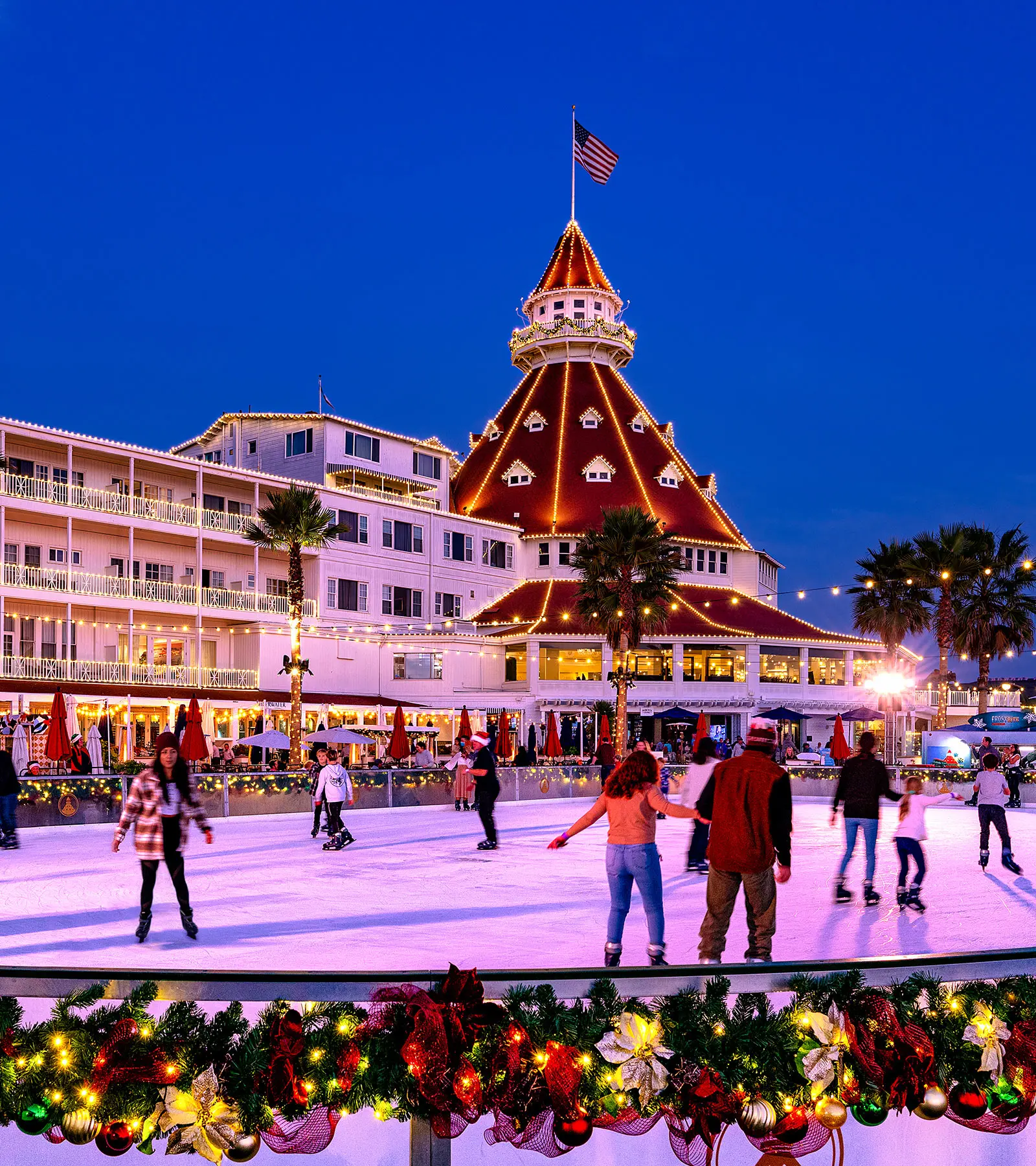 Ice skating at Hotel del Coronado