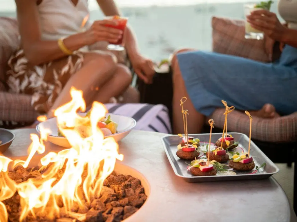appetizers around a fire pit