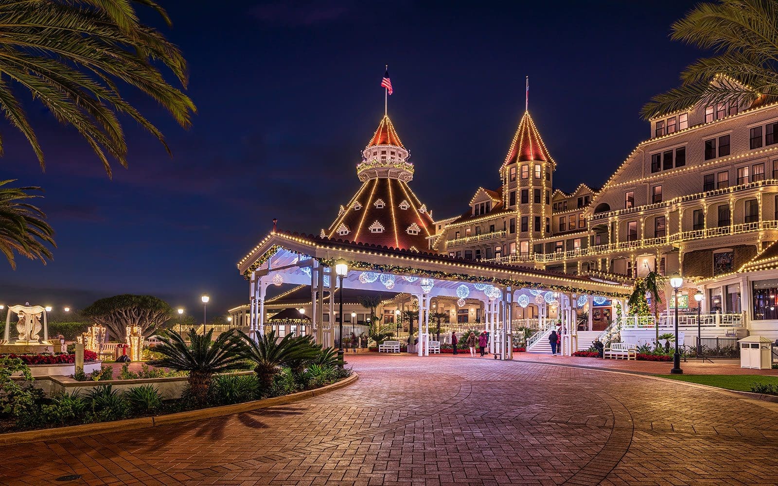 Entrance with Holiday Lights