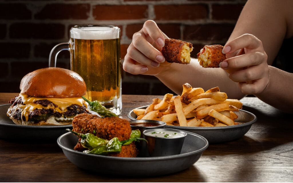 Suds & Buds Smash Burger, Triple Starched Fritters