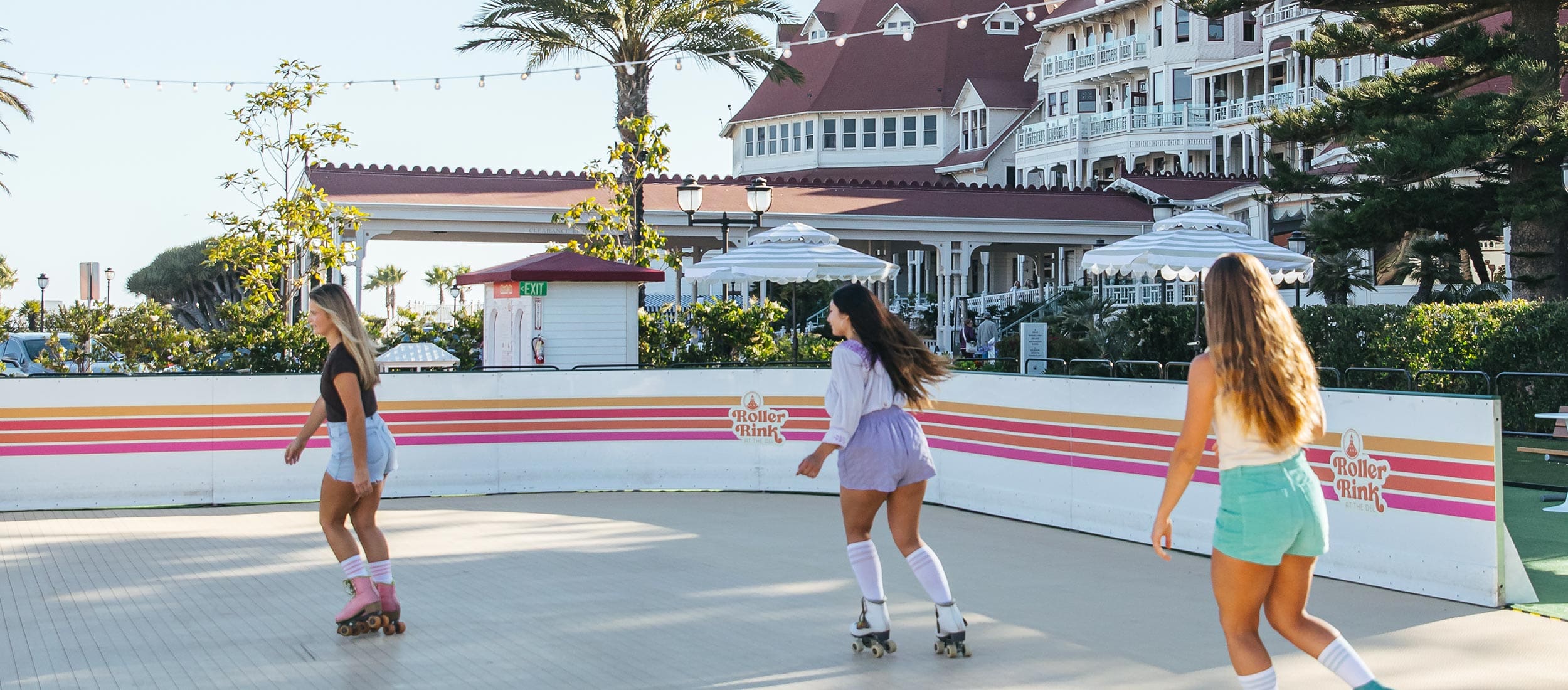 Women roller skating at Hotel del Coronado