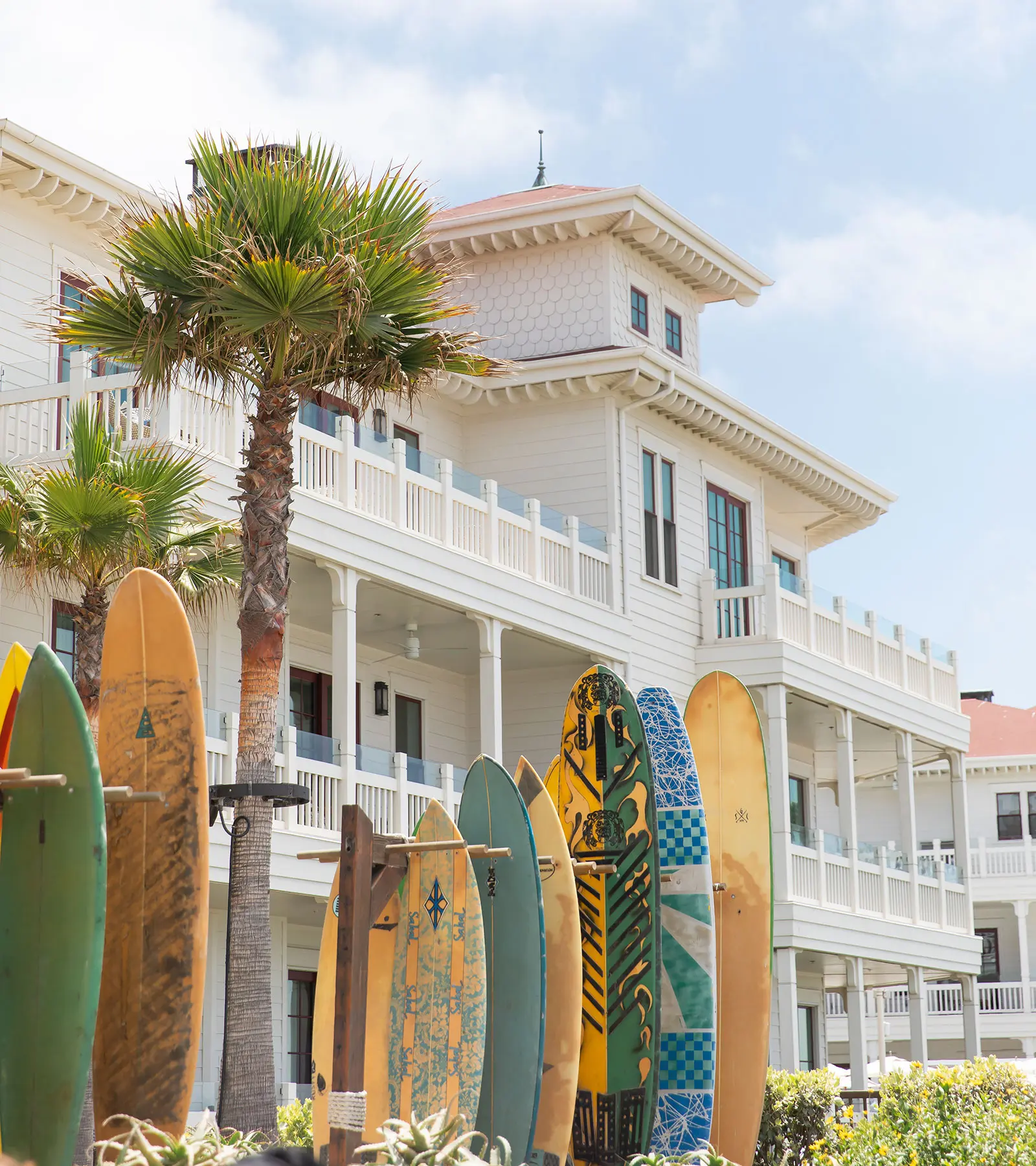 Surfboards in front of Shore House